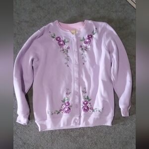 Pastel Purple Floral Embroidered Cottagecore Hoodie